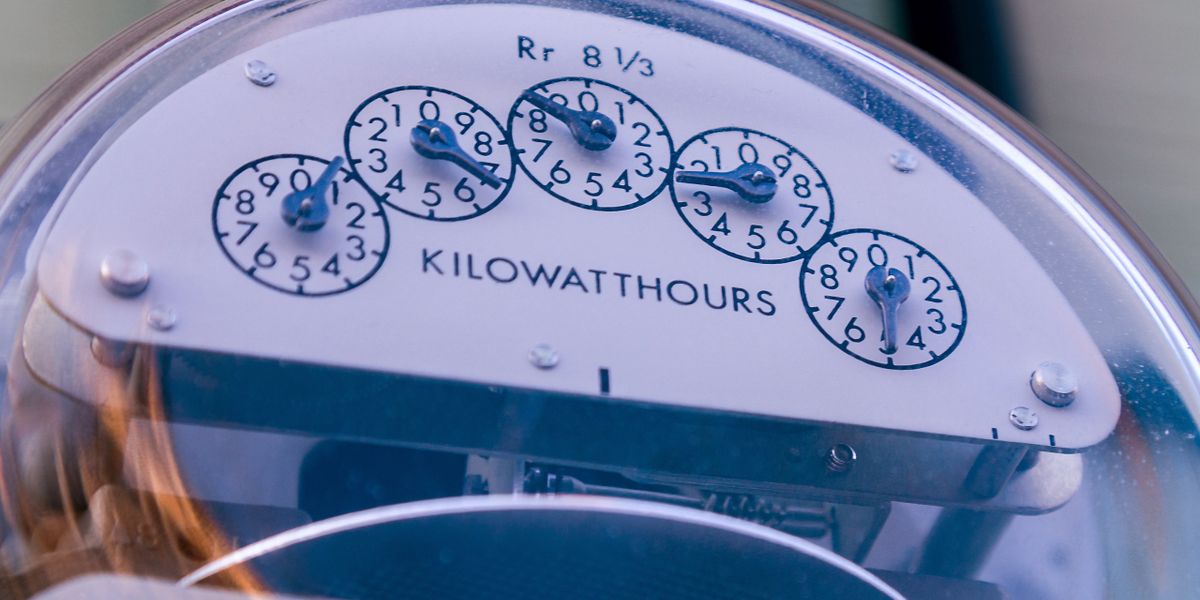 Detail of Electric meter on side of building